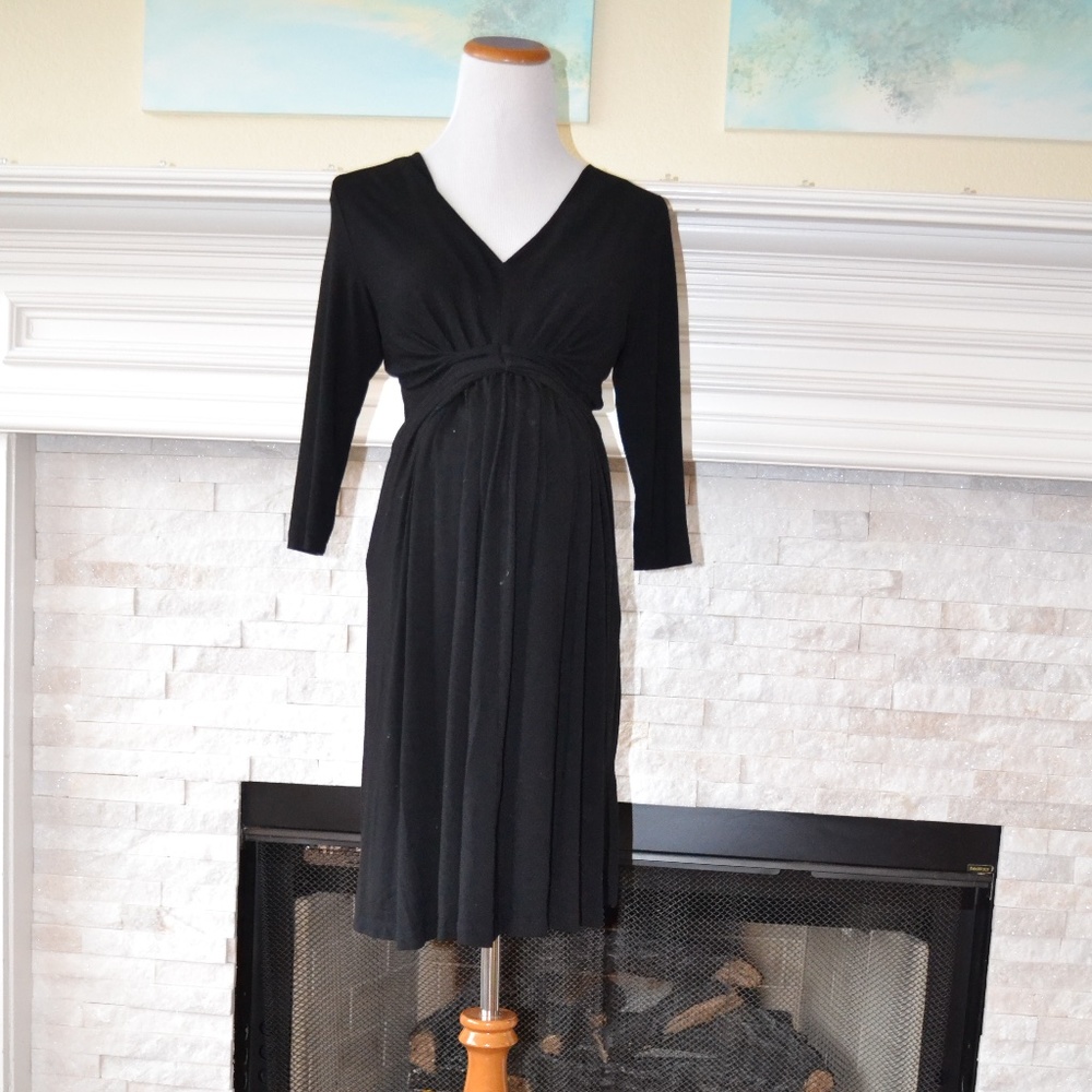 Black Front Knot Maternity Dress